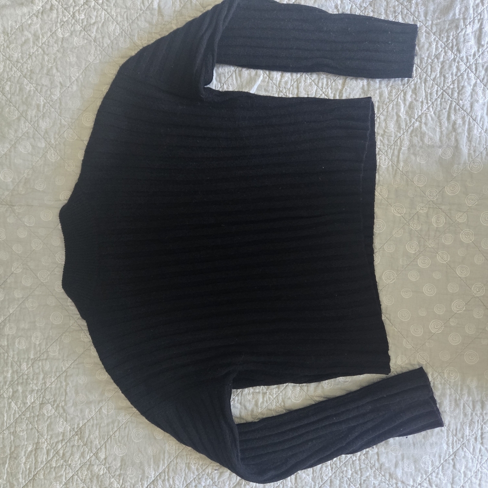 Madewell Black Cowl Neck Sweater with Ribbed Texture